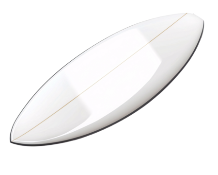 a white surfboard with a gold line