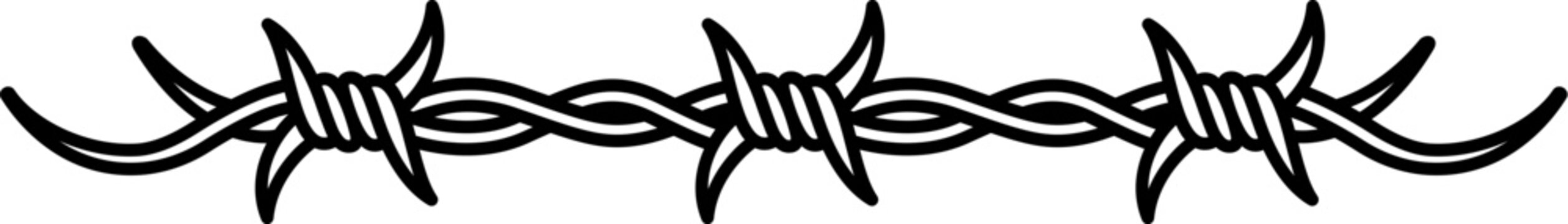 Y2k tattoo of barbed wire. Isolated vector black and white symbol for boundaries, protection and toughness, restriction, strength and resilience. Monochrome icon or sign of emo, punk and gothic arts