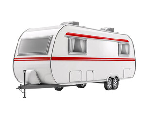 a white trailer with red stripes