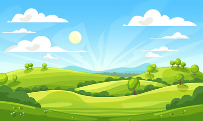 Obraz premium landscape with field and blue sky