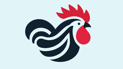  rooster head silhouette logo in flat style