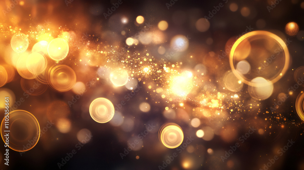 Poster shimmering bokeh lights and glitter creating a festive holiday or party backdrop