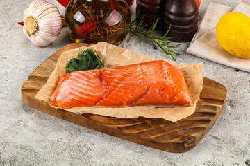 Piece of cut salmon fillet