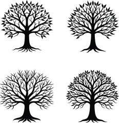 Obraz premium Black tree vector silhouette 