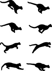 Set puma silhouette vector illustration