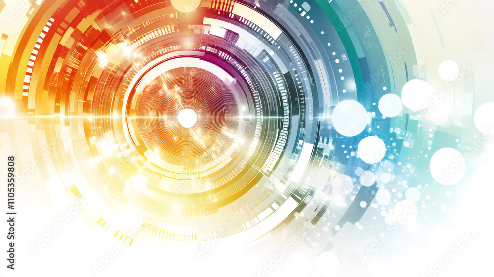Poster Futuristic hud with abstract technological elements and data transfer display