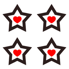 4 set of star love logo creative icon vector illustration