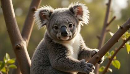Obraz premium cute koala on tree branch australia wildlife 