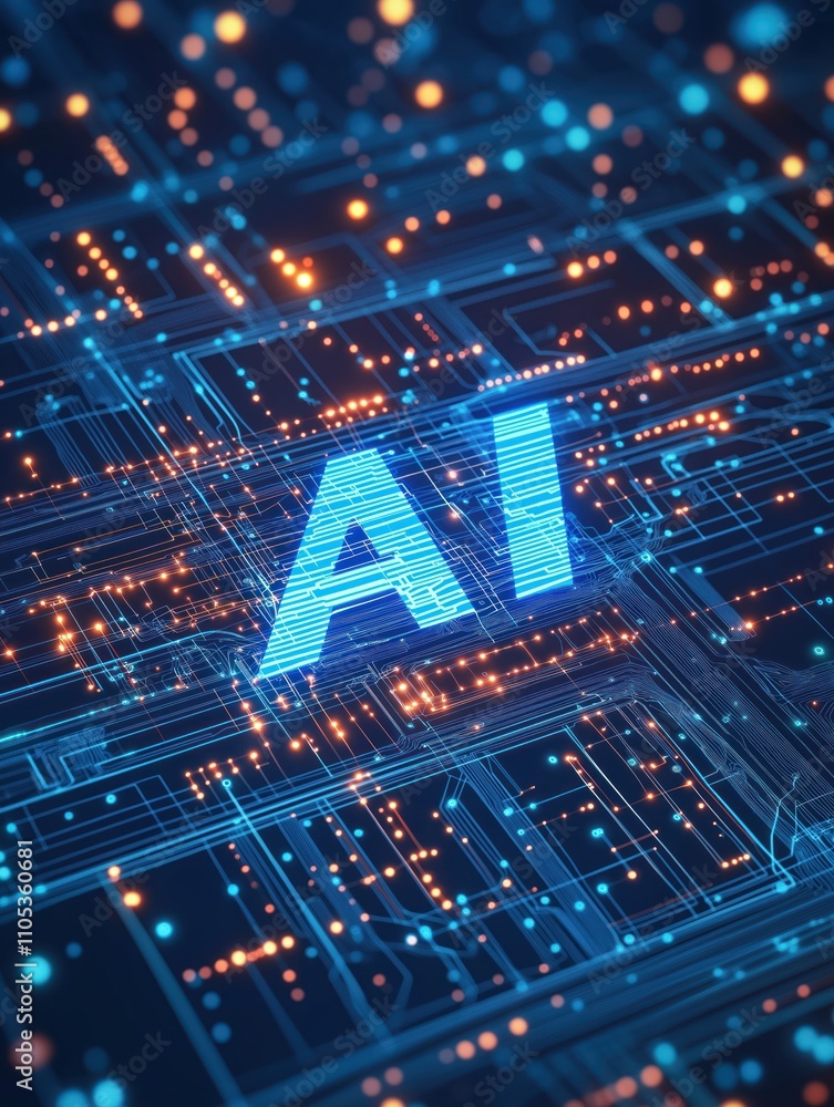 Poster ai tech concept shows data transfer in abstract cyberspace. network security in metaverse. big data 