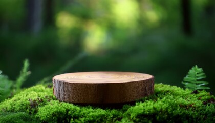 closeup shot of stump in the forest, product photography 