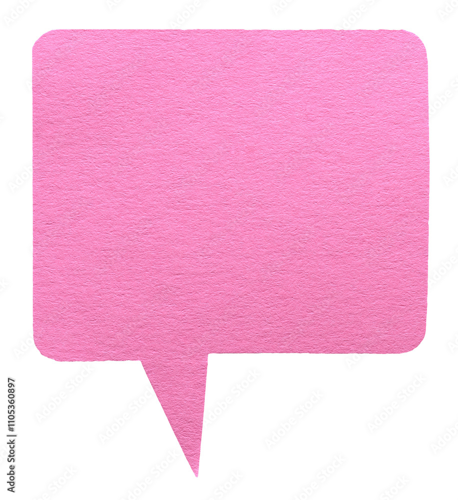 Fototapete pink blank cut out cardboard paper speech bubble with round rounded corners rough edges, copy space 