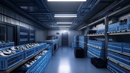 Obraz premium modern urban supermarket with an empty aisle