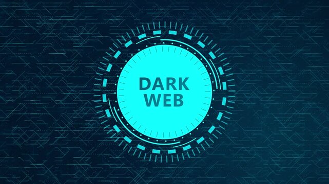 Futuristic Dark Web Concept Over Rotating HUD Elements and Animated Circuit Background