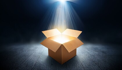 empty box with huge light coming from the box