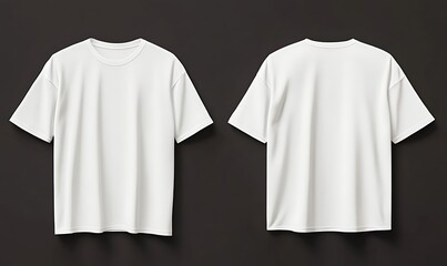 Blank black oversize t-shirt mockup, front and side view, 3d render. Stylish black t-shirt on white background, Generative Ai
