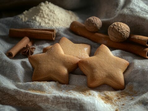 Star-shaped cookies with baking spices

