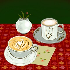 Hot coffee and tea for winter season with oriental style.