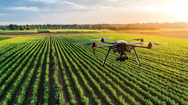 Revolutionizing farming efficiency with drones in crop management.