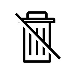 No trash icon in black, outline style and transparent background