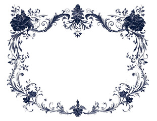 Blue Floral Frame PNG