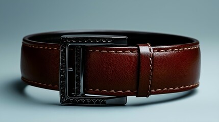 Brown Leather Belt with Ornate Metal Buckle