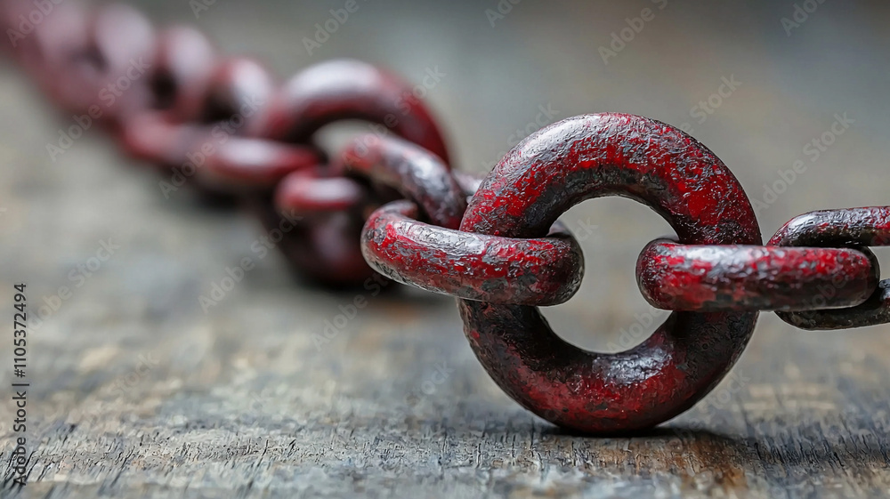 Poster ai-generated close-up of a rusty chain link industrial setting macro photography capturing resilienc