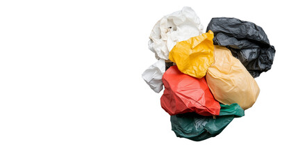 Crumpled Plastic Waste Pile on Transparent Background for Recycling Awareness