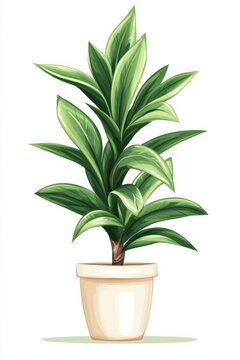 Dracaena. Houseplant Drachenbaum in Flowerpot Isolated on White Background