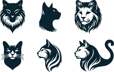 Cat Face Silhouette Vector