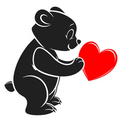 bear with heart  vector illustration