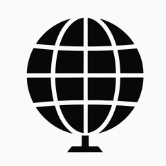 a black and white icon of a globe.