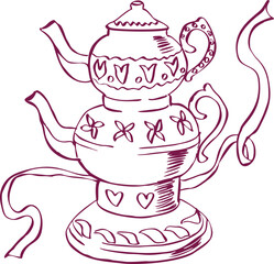 Teapot. Tea ceremony hand-drawn illustration