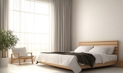 bedroom with a window, Generative Ai
