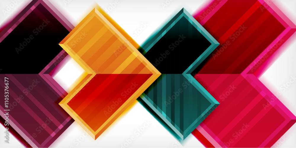 Poster Arrow symbols created with 3d effects and line texture geometric abstract background