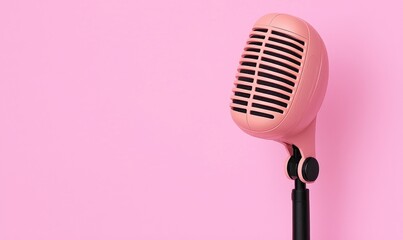 A stylish pink microphone against a bright pink background, perfect for expressing creativity and artistic flair.
