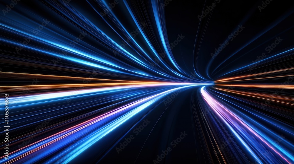 Aufkleber fast moving light rays, stripes create dynamic abstract speed lines background. tunnel effect create