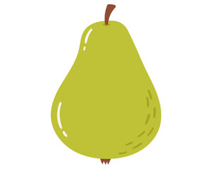 Fruit pear in cartoon hand drawn simple style. Editable variable color