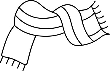 hand drawn outline Christmas scarf vector illustration line drawing Xmas holiday decorations