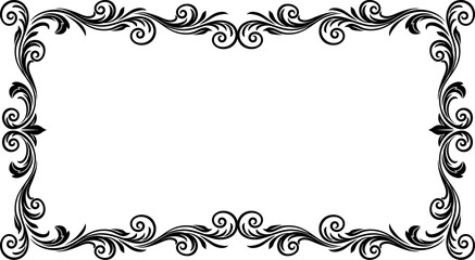 A filigree heraldic crest motif floral pattern border frame. Original design in a vintage style.