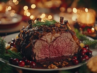 Cooked Rack of Lamb on Holiday Platter