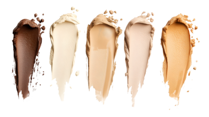 Makeup Liquid cream cosmetics smear foundation composition background, isolated cut out.