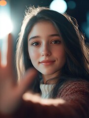 Obraz premium Serene Smile - Young Woman with Genuine Warmth