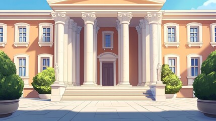 Obraz premium Courthouse_Facade_Cartoon_Environment_Illustration_Le