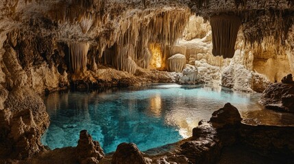 Subterranean Cave with Stalactites