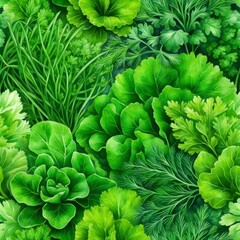 Herbs and vegetables managed into pattern.