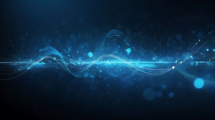 Abstract blue background, technology background, neon light artwork, glowing lines design.