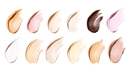 Makeup Liquid cream cosmetics smear foundation composition background, isolated cut out.