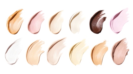 Makeup Liquid cream cosmetics smear foundation composition background, isolated cut out.