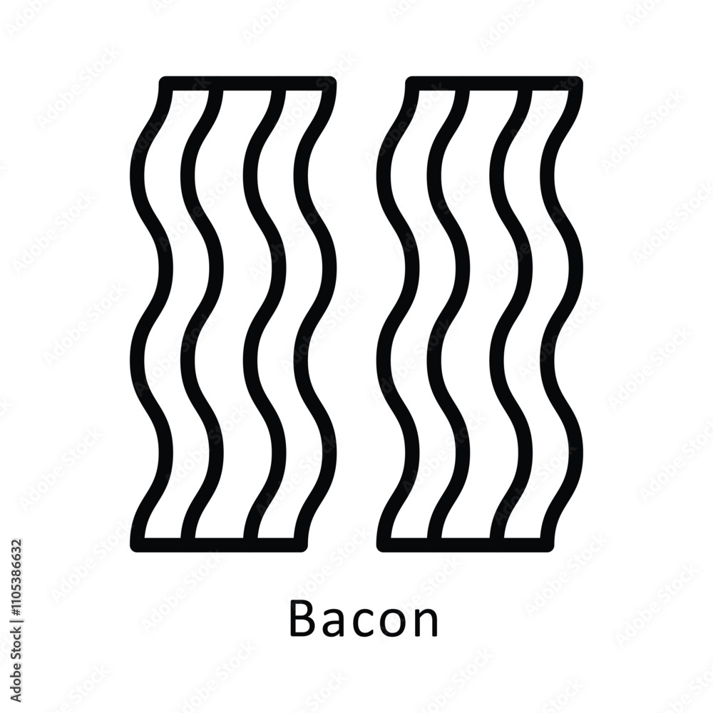 Poster bacon vector outline icon. eps10 file