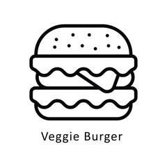 Veggie Burger   Vector Outline Icon. Eps10 File